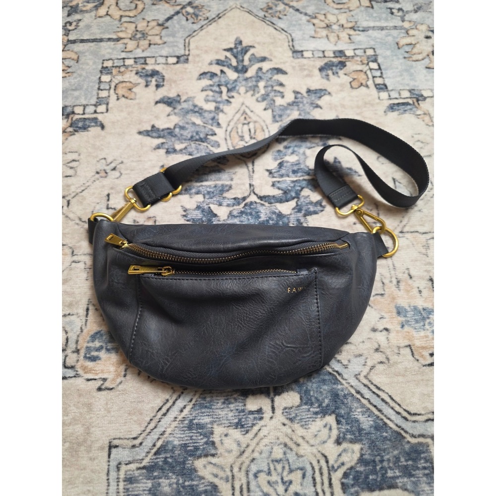 FAWN Design Navy Blue Pebbled Faux Leather Fawny Pack Crossbody Bag